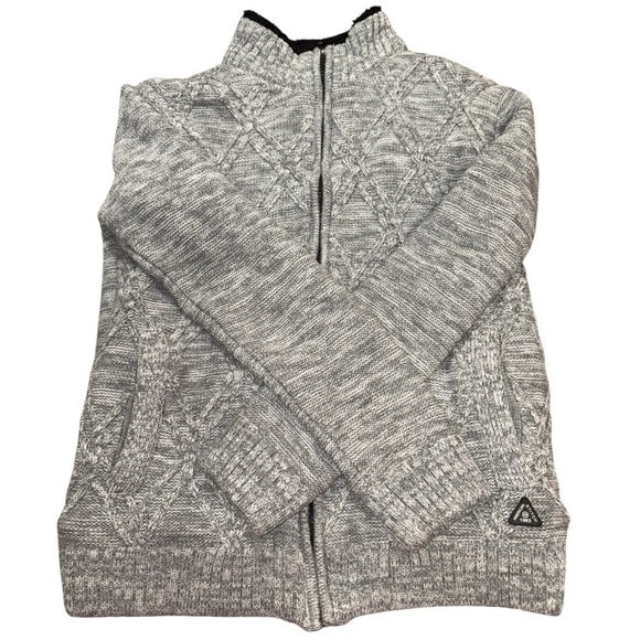 American Stitch Gray Cable Knit Full-Zip Sweater Fleece Lined Jacket Size S - Picture 10 of 10